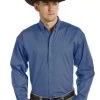 Panhandle Solid Blue Shirt -Ariat Store 36d3091 mens solid shirt blue 20700 17405.1536341330