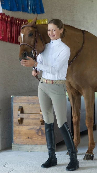 Ovation Euroweave Side Zip Breeches For Girls 3 Ovation Euroweave Side Zip Breeches For Girls