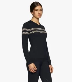 Cavalleria Toscana Merino V-Neck Sweater -Ariat Store V neck sweater navy side MAD113 LA035 7901 ct 32139.1650668197