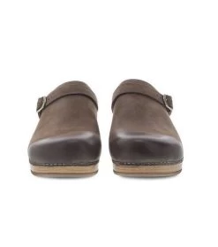 Dansko Berry Mule With Strap Mushroom Nubuck -Ariat Store berry clog mule strap mushroom pair front dansko 52546.1676001029