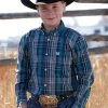Boys Cinch Blue Teal Plaid Button-Down Shirt 2 Boys Cinch Blue Teal Plaid Button-Down Shirt -Ariat Store boys plaid ls blue tea front MTW7060269 cinch 71873.1684520204