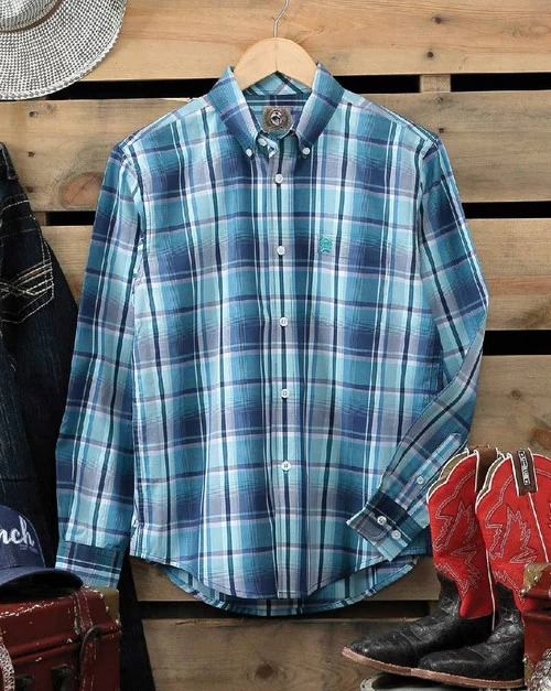 Boys Cinch Navy Plaid Button-Down Shirt 3 Boys Cinch Navy Plaid Button-Down Shirt