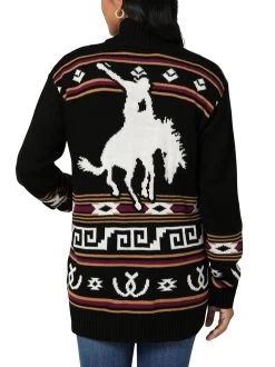 Wrangler Bronc Zip Cardigan Sweater -Ariat Store bronc cardigan sweater black detail 112335804 wrangler 75470.1689990904