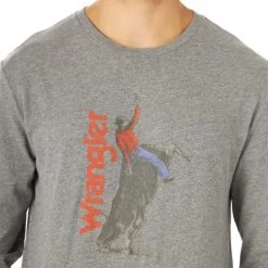 Wrangler Men's Bull Rider Tee -Ariat Store bull rider tee graphite front detail MQ6202H wrangler 39933.1636310552