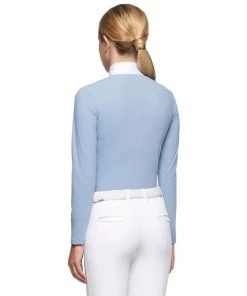 Cavalleria Toscana Girls Team Zip Long Sleeve Polo -Ariat Store chd team zip polo ls light blue back POA068 JE022 7C00 CT 55845.1649016534