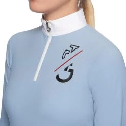Cavalleria Toscana Girls Team Zip Long Sleeve Polo