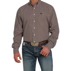 Men's Cinch Geo Print Shirt Long Sleeve -Ariat Store chinch print ls cream front MTW1105454 miller 12930.1671758956