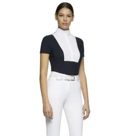 Cavalleria Toscana Hunter Competition Shirt Short Sleeve -Ariat Store competition SS poplin bib navy side CAD192 JE002 7901 CT 84887.1690565745