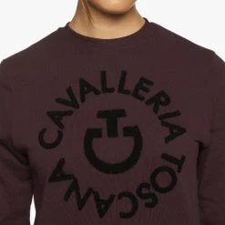 Cavalleria Toscana Orbit Logo Sweatshirt -Ariat Store ct orbit crew burgundy front detail FED103 CO079 3A00 cavalleria toscana 39689.1657140089