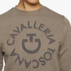 Cavalleria Toscana Orbit Logo Sweatshirt -Ariat Store ct orbit crew taupgrey front details FED103 CO079 8C00 cavalleria toscana 32690.1657140085