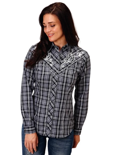 Roper Plaid Embroidered Horseshoe Shirt Long Sleeve 5 Roper Plaid Embroidered Horseshoe Shirt Long Sleeve - Image 3