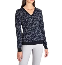 Equiline Engre Jacquard V-Neck Sweater 7 Equiline Engre Jacquard V-Neck Sweater -Ariat Store engre v neck jaquard blue front R09774 245 equiline 15305.1661441760