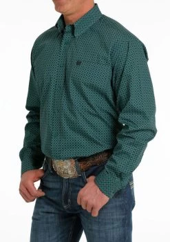 Men's Cinch Teal Foulard Print Shirt