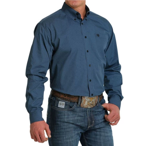 Men's Cinch Blue Geo Print Shirt Long Sleeve 3 Men's Cinch Blue Geo Print Shirt Long Sleeve