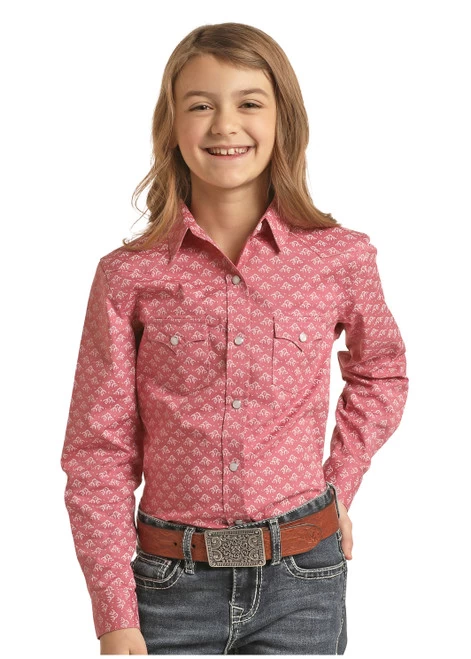 Panhandle Girls Geometric Horse Print Shirt 3 Panhandle Girls Geometric Horse Print Shirt