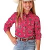 Roper Girls Horse Print Rayon Shirt 1 Roper Girls Horse Print Rayon Shirt -Ariat Store girls horse print rayon LS red front 0308005904033 roper 55964.1652222672