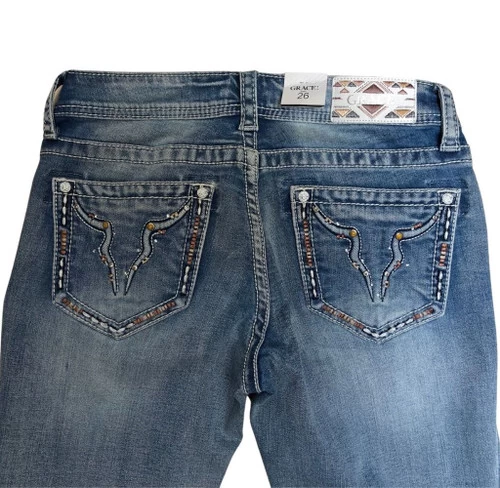 Grace In LA Jr Fit Steer Head Pocket Jeans 3 Grace In LA Jr Fit Steer Head Pocket Jeans
