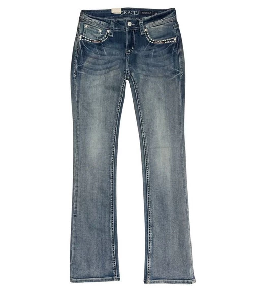 Grace In LA Jr Fit Steer Head Pocket Jeans 6 Grace In LA Jr Fit Steer Head Pocket Jeans - Image 4