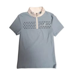 Girls Cavalleria Toscana Flock Dot Polo Short Sleeve -Ariat Store kid flock print polo ss blue front POA076 JE152 7C00 CT 84158.1656715974