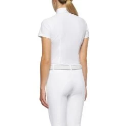 Girls Cavalleria Toscana Flock Dot Polo Short Sleeve -Ariat Store kid flock print polo ss white back POA076 JE152 0001 16866.1656714388