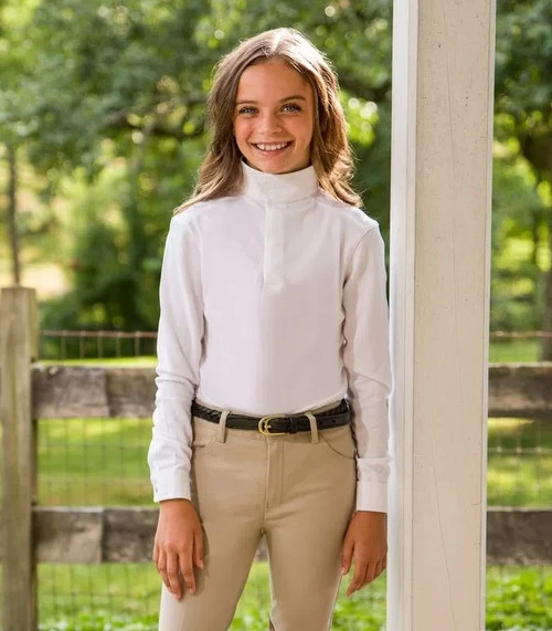 Kids Aubrion Equestrian Show Shirt Long Sleeve 5 Kids Aubrion Equestrian Show Shirt Long Sleeve - Image 3