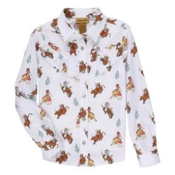 Girls Wrangler Western Riding Shirt 5 Girls Wrangler Western Riding Shirt -Ariat Store kids print ls white front 112329225 wrangler 68555.1682115977