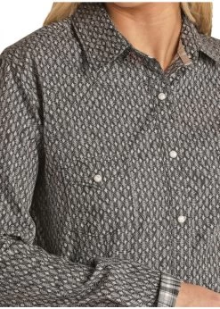 Panhandle Rough Stock Charcoal Print Snap Shirt