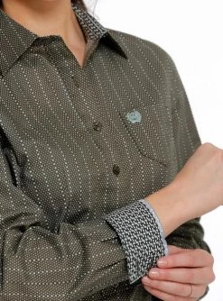 Cinch Ladies Cotton Performance Shirts Prints 13 Cinch Ladies Cotton Performance Shirts Prints -Ariat Store lds cinch dot stripe ls olive detail MSW9164191 miller 15997.1671482542