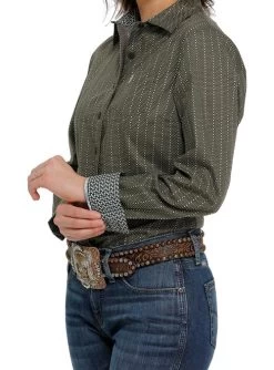 Cinch Ladies Cotton Performance Shirts Prints 15 Cinch Ladies Cotton Performance Shirts Prints -Ariat Store lds cinch dot stripe ls olive front MSW9164191 miller 82541.1677547254