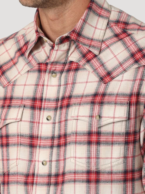 Men's Wrangler Retro Premium Plaid Long Sleeve Shirt 5 Men's Wrangler Retro Premium Plaid Long Sleeve Shirt - Image 3