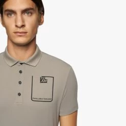 Men's Cavalleria Toscana Raceway Polo Short Sleeve -Ariat Store men team raceway polo ss taupgrey front detail POU301 PA060 8C00 cavalleria toscana 90722.1659815410