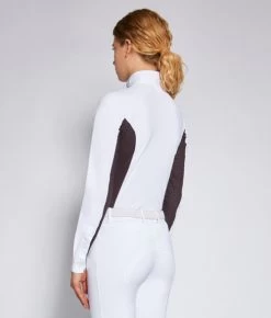 Cavalleria Toscana Perforated Insert Hunter Polo LS 10 Cavalleria Toscana Perforated Insert Hunter Polo LS -Ariat Store perf insert LS white purple back POD255 JE022 013A CT 71754.1688586467