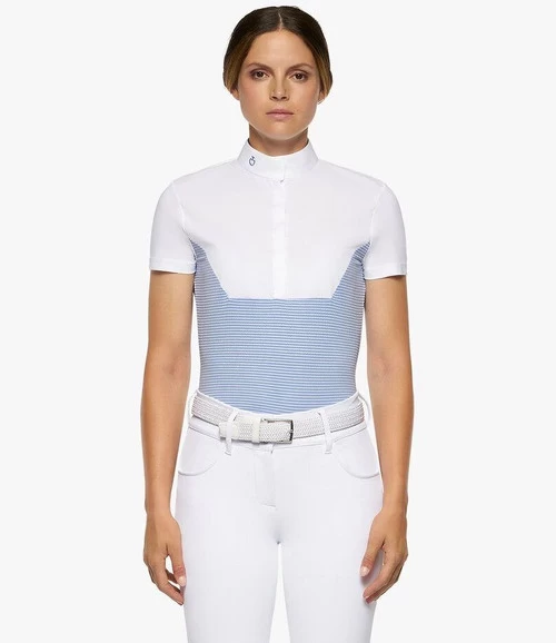 Cavalleria Toscana Seersucker Poplin Bib Shirt Short Sleeve 3 Cavalleria Toscana Seersucker Poplin Bib Shirt Short Sleeve