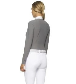 Cavalleria Toscana Poplin Bib Competition LS Polo -Ariat Store poplin bib jersey comp polo LS grey back POD256 JE022 8980 CT 43134.1655842554