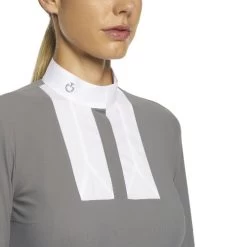 Cavalleria Toscana Poplin Bib Competition LS Polo -Ariat Store poplin bib jersey comp polo LS grey collar POD256 JE022 8980 CT 14669.1655842564