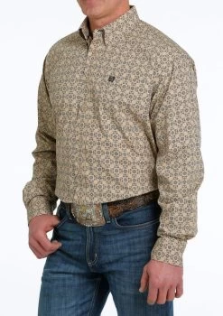 Men's Cinch Khaki Geo Print Shirt Long Sleeve 11 Men's Cinch Khaki Geo Print Shirt Long Sleeve -Ariat Store print shirt ls khaki side MTW1105532 cinch 73232.1677603798