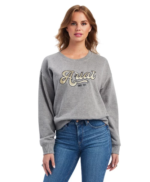 Ariat REAL Metallic Varsity Logo Crop Sweatshirt 3 Ariat REAL Metallic Varsity Logo Crop Sweatshirt
