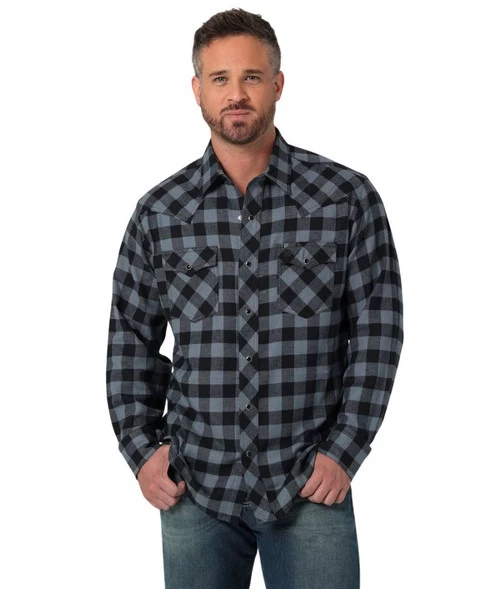 Men's Wrangler Black Buffalo Plaid Shirt 4 Men's Wrangler Black Buffalo Plaid Shirt - Image 2