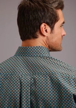 Stetson Ring Geo Print Shirt -Ariat Store ring geo print shirt green back 1100105267005 stetson 50212.1605309397