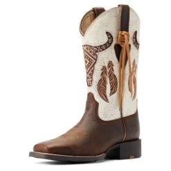Ariat Round Up Southwest StretchFit Western Boot -Ariat Store round up sw stretchfit brown.wh front 10044434 ariat 28031.1677192539