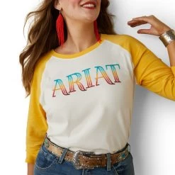 Ariat Serape Baseball Tee -Ariat Store serape baseball tee cocoyolk logo 10043810 ariat 03812.1677517136