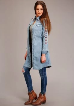 Stetson Southwest Embroidered Denim Dress -Ariat Store southwest embroidered dress denim side 1105705942010 stetson 19814.1678230647