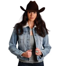 Stetson Ladies Sherpa Denim Jacket