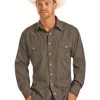 Panhandle Stripe Snap Shirt -Ariat Store stripe snap shirt brown 30S9025 panhandle 71323.1559334313