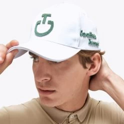 Cavalleria Toscana Tufted Stitch Cap -Ariat Store tuffed stitch cap white green lifestyle CPU025 GA025 015L cavalleria toscana 37937.1678573867