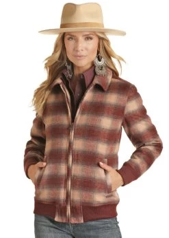 Powder River Wool Plaid Bomber Coat