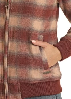 Powder River Wool Plaid Bomber Coat -Ariat Store wool plaid bomber coat wine pocket PRWO92RZYV PRO 15234.1668616800