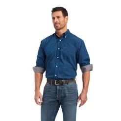 Men's Ariat Wrinkle Free Shirt Long Sleeve -Ariat Store wrinkle free ls poseidon front 10041571 ariat 87741.1683757167